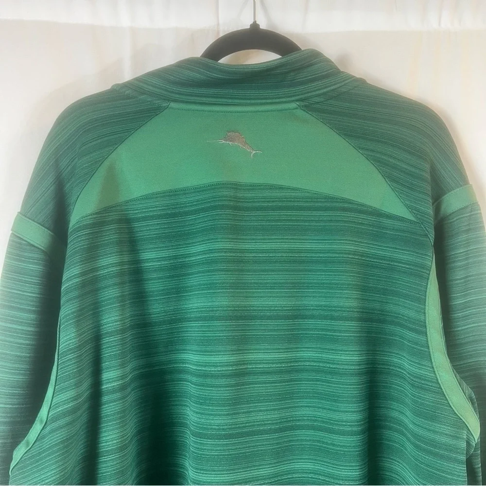 TOMMY BAHAMA SPORT TIDAL STRIPE HALF ZIP XL Men's Green Quarter-Zip Sweater